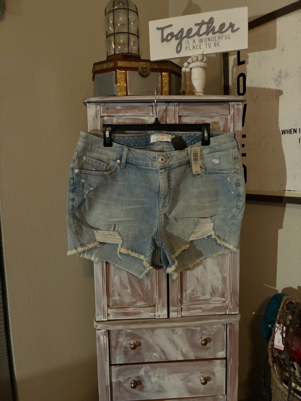 torrid Light Blue Distressed Denim Shorts